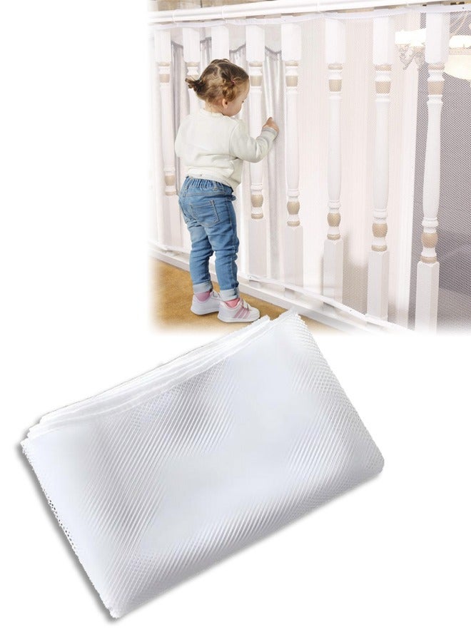 DUNISO 3 Metre Baby Safety Stair Railing Net, Baby Bannister Guard, Child Safety Net, Children's Outdoor Balcony Fence Protection Mesh, No Drilling For Dog Cat Window (300x79cm, White) - Image 1
